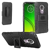 Z-GEN - for Motorola Moto G7 Power (U.S. Version), Moto G7 Supra, Moto G7 Optimo Maxx, Optimo Max XT1955DL - Defender Hybrid Phone Case w/Stand/Belt Clip Holster - ST5 Black