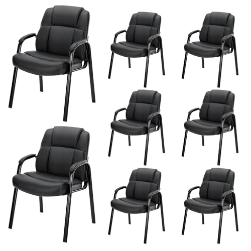 Image of OLIXIS Waiting Room Reception Chairs, Leather Office Desk Guest Stationary Side Chair with Padded Arms for Home Conference Lobby Area Meeting Church Medical Clinic Elderly Student, 8 Pack