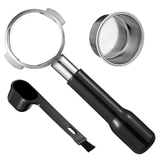 58mm Bottomless Portafilter Naked Portafilter - Fits 58mm Expobar, Rocket, Rancilio Espresso Machines with 1 Cup filter Basket, Dual Function Spoon Included(Black)