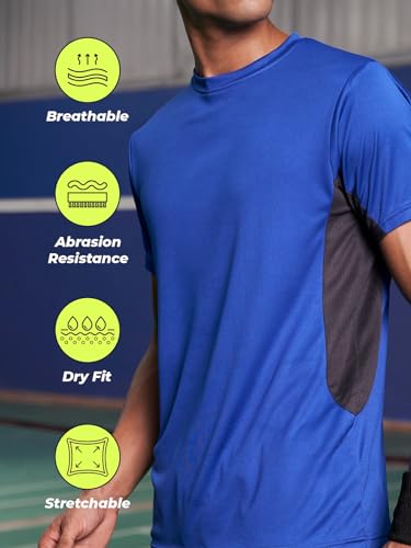 Image of FitMonkey Sports Breathable Crew Neck Dry Fit T Shirt | Regular Fit Cut & Sew T Shirt for Men |Sport T Shirt for Men |Quick Dry Technology with Moisture Control |Lightweight
