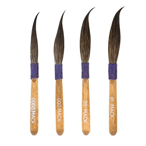 Set of 4 - Original Mack Sword Striper Pinstriping Brush - Sizes: 0000, 000, 00, 0