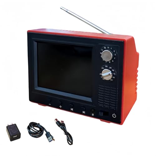 Retro Mini Work TV Toy Tiny Fake Dollhouse TV with 720P Display 8GB Memory Supports Headphones & USB Playback Perfect for Dollhouse Scenes & Collectible Decor (Retro red)