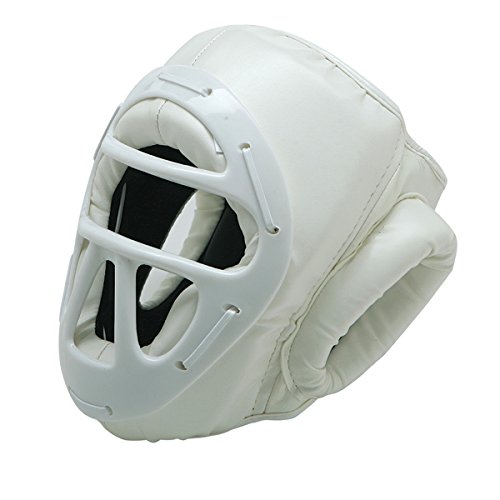 Vinyl Head Gear with Cage, White - Medium