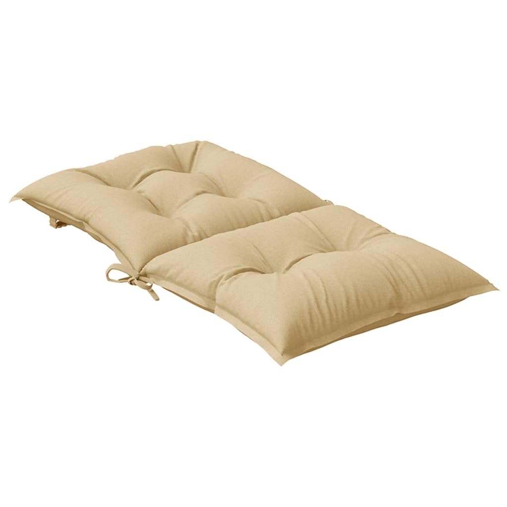 6 cuscini per sedia con schienale basso, beige, 100 x 50 x 7 cm, in tessuto, antiscivolo, con elastico e cordoncini, ergonomici per sedia da giardino, sala da pranzo e ufficio