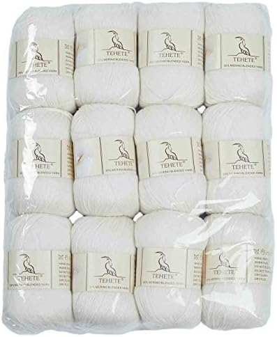 TEHETE Merino Wool Yarn for Knitting and Crochet 35% Merino Blended Yarn, 3ply 50g Ball 250m, Soft -Grey