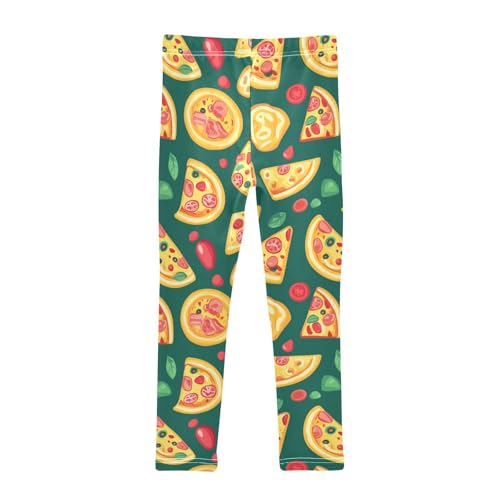 Pizza Yellow Food Green Girls Casual Leggings for Kids Printed Long Pant Bottoms Stretch and Soft2