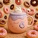 Imagen de Bibykivn Taza De Cerámica Donut Regalos Para Niños Y Niñas Cerámica Incluye Tapa Para Taza Y Agitador 460 Mililitros Diseño Encantador Tazas Decorativas Creativas Bonitas Para Café Té