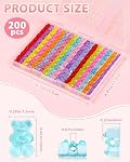 FIVEIZERO 200PCS Perles d'ours gommy acryliques claires , Couleurs transparentes mélangées, 2mm Trou horizontal, Charms d'ours mignons, pour bracelets, colliers, porte-clés, épingles à cheveux