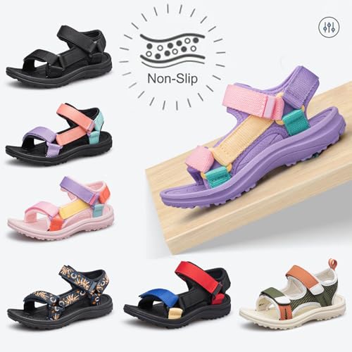 Image of vibdiv Boys Girls Sandals Open-Toe Summer Outdoor Unisex Child Sport Sandals Athletic Lightweight(Toddler /Little Kid /Big Kid)