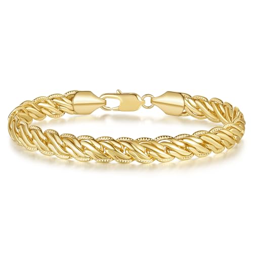 OR OLD RUBIN Gold Bracelets 14K Gold Bracelets for Women Rope or Braided Bracelet for Women Dainty Chain Mens Womens Bracelet 6.5/7/7.5/8/9in (7in)