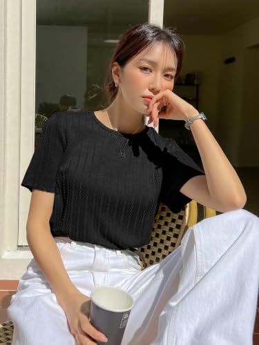 Image of GRECIILOOKS Women's Poly Cotton Regular Fit Crop Top, Loose Fit Oversized Shirts & Stylish Korean Tank Tops for Summer Wear (Available in Plus Size)