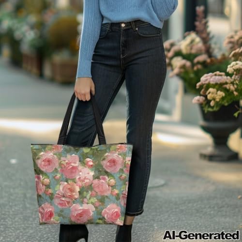 Image of Art Lover Zippered Tote Bag Waterproof Large Work Tote Bags, Artwork Women's Purse Handbags Travel Totes