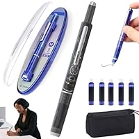 Stylo Plume Rétractable, Rechargeable, 0,38 Mm, Encre Bleue Et Noire