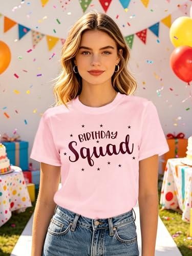 Image of Birthday Shirts Women Happy Birthday Queen and Squad Tee Tops