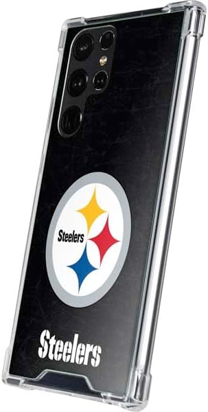 Skinit Clear Phone Case Compatible with Galaxy S23 Ultra - Officially Licensed NFL Pittsburgh Steelers Distressed Design