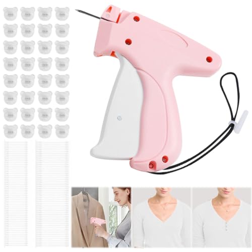 Fixateur rapide pour vêtements, pistolet agrafeuse à courtepointe, mini pistolet à broder, mini pistolet à couture pour vêtements, micro-étiquetage pour vêtements (rose