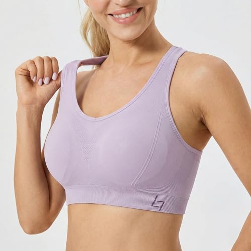 Image of FITTIN Supportive Sports Bras for Women: Padded Racerback for Yoga Workout | Full Coverage No Bounce Zero-Pressure Comfort Wide Strap Seamless for Pilates Gym - for C-DDD Cups Plus Size Large Bust Women