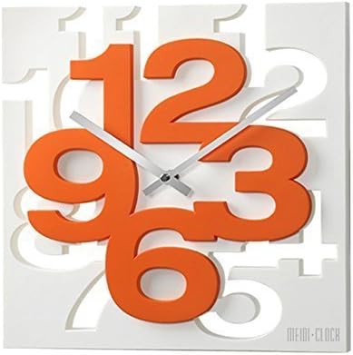 GMMH 3D Modern Design Wall Clock 1106 Kitchen/Office Clock Decoration Quiet White/Orange