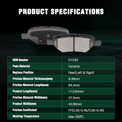 Image of AUTOMUTO 4 Rear Brake Pads Kits For Chevy Cobalt 2005-2008, For Malibu 2004-2012, For Chevy HHR 2008-2010, For Pontiac G5 07-10, For Pontiac G6 05-10, For Saturn Aura 07-09, For Saturn Ion 04-07