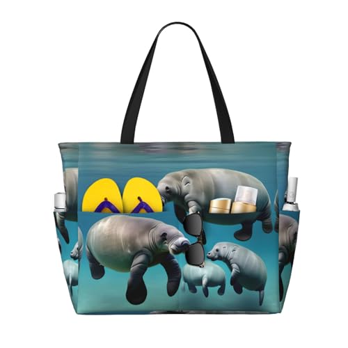 Sac à bandoulière imperméable Manatee noir imprimé animaux