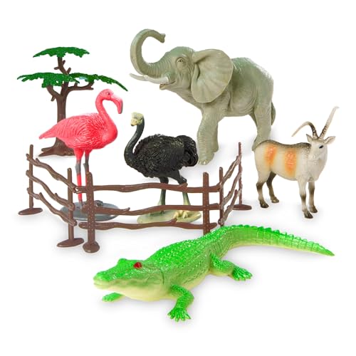 TERRA by Battat – Dschungelwelt – Dschungeltierfiguren & Zubehör – 60-Teile Spielzeug-Tier-Eimer für Kinder – Wildes Tier Spielzeug – Löwen, Gorillas, Zebras, Giraffen und mehr – 3 Jahre +