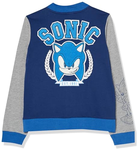 SEGA Boys' Sonic The Hedgehog French Terry Button Up Varsity Bomber Jacket Toddler to Big Kid2