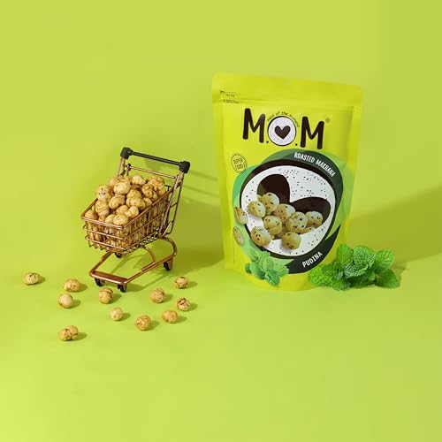 Image of MOM - Meal of the Moment, Roasted Pudina Makhana, 52g /65g - Gluten Free | Anti Oxidants | MSG Free | Zero Trans Fat | No added Preservatives and No artificial Flavours