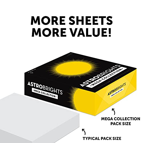 Astrobrights Mega Collection, Colored Paper, "Brilliant" 5-Color Assortment, 625 Sheets, 24 Lb/89 Gsm, 8.5" X 11 - More Sheets! (91684) #TOP4