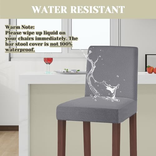 Image of Bar Stool Covers Counter Chair Slipcovers Set of 2,Light Grey | Stretch Barstool Seat Covers,Washable Removable Pub Tall Stool Slipcover,Bar Chair Cover for Kitchen Dining Room Cafe