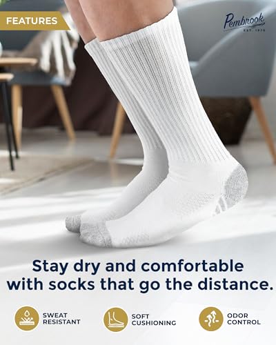 Pembrook 3 Pairs Viscose Bamboo Socks Mens - Premium Crew Work Socks, Moisture Wicking Socks Men for Hiking, Work Boot Socks3