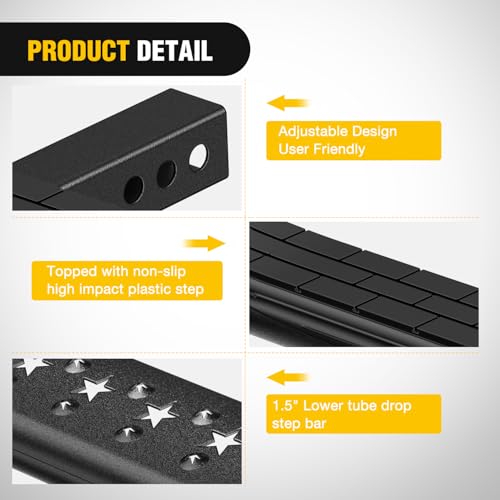 Image of Nilight 36 inch Hitch Step Fits 2 inch Receivers Trailer Towing Drop with Rubber Non-Slip Pad Rear Bumper Guard with 5 /8 inch Hitch Pin Clip & U-Bolts Stabilize for Pickup Truck Car SUV