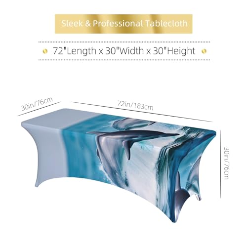 Nappe motif dauphin 1,8 m extensible contre les plis de table - 7