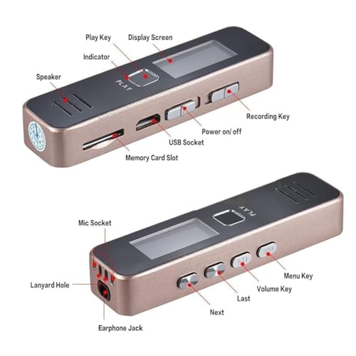Image of DDLC Digital Voice Recorder with 32 GB Micro SD Card Included Professional Audio Recorder MP 3 Player TF Card Dictaphone Record Microphone Sound Recording Device