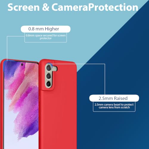Image of LIRAMARK Liquid Silicone Soft Back Cover Case for Samsung Galaxy S21 FE 5G (Red)