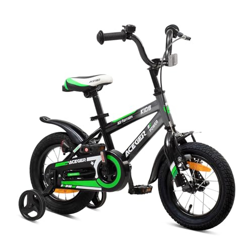 Image of ACEGER Simon Kids Bike for Boys Girls Toddlers, Unisex for Aged 3-13 Years, 12 14 16 18 Inch Children Bicycle with Training Wheels, 20 Inch Bike with Kickstand