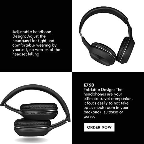 Buddymate E750 Over-Ear Wireless Headphone Black - Image 6