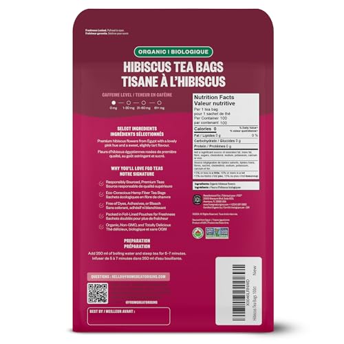 Image of FGO Organic Hibiscus Flowers, Cut and Sifted Loose Tea, 16 Ounce Bulk Resealable Bag (Pack of 2)