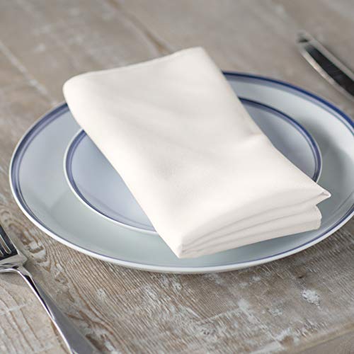 LA Linen 10-Pack Poly Poplin Napkin, Soft Cloth Napkins, Washable Reusable Napkins, Stain and Wrinkle Resistance Table Napkins for Dinner, Wedding, Parties, 17 by 17-Inch, Ivory