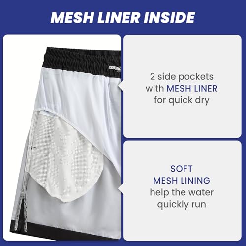 Image of maamgic Mens Slim Fit Swim Shorts Swim Trunks 7 inch Quick Dry Mens Bathing Suits with Mesh Lining