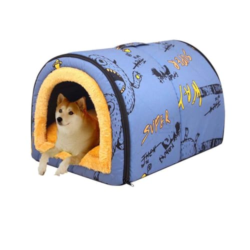 Hundehöhlenbett, Iglu, 2-in-1, faltbares Hundebett, Haus mit abnehmbarem Kissen, warmes Katzenzelt, tragbar, Angstlinderung, Haustierhöhlenbett für Katzen, Welpen, mittelgroße Hunde (S für Haustiere