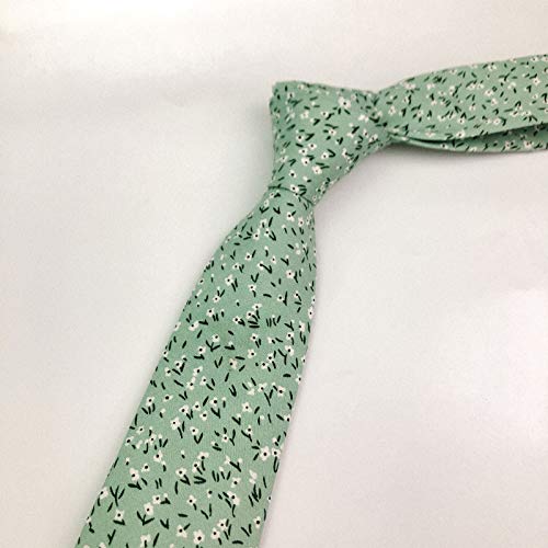 Image of Mantieqingway Men's Cotton Floral Neck Tie 2.56'' Printed Skinny Tie