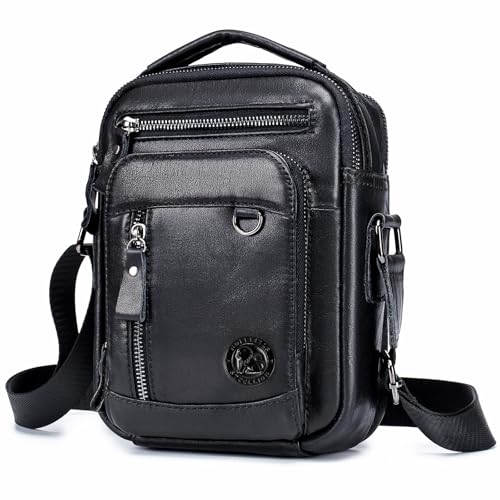 Sac à bandoulière en cuir compact avec poches organisées pour homme