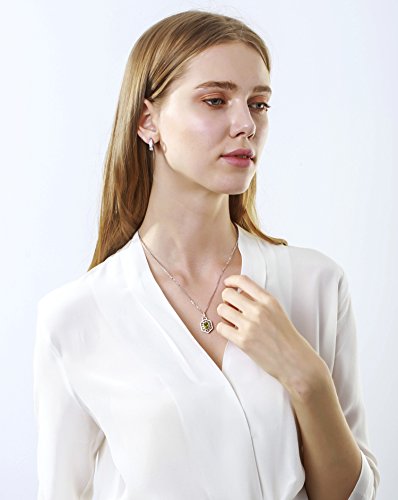 Carleen Sterling Silver 2.15 Carats Genuine Green Peridot Gemstone August Birthstone Locket Pendant Necklace For Women Girls, Chain Length 16+2 Inch #TOP4