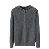 Men’s Merino Wool Hooded Cardigan Zip Up Sweater Thick Knit Soft Warm Casual Solid Color Winter Top