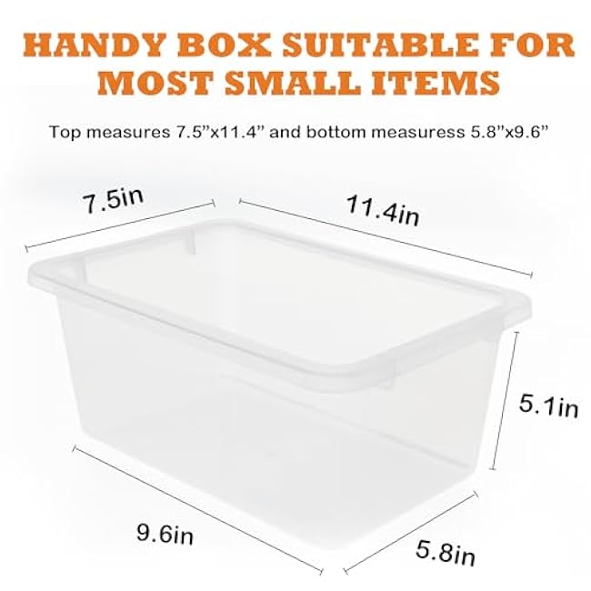 Plastic storage bins with lids, 6 Pack Stackable storage containers,5 Qt Clear storage organizer Small cubby storage,Stackable Cubby Containers (11.8x7.87x4.9) (Clear)