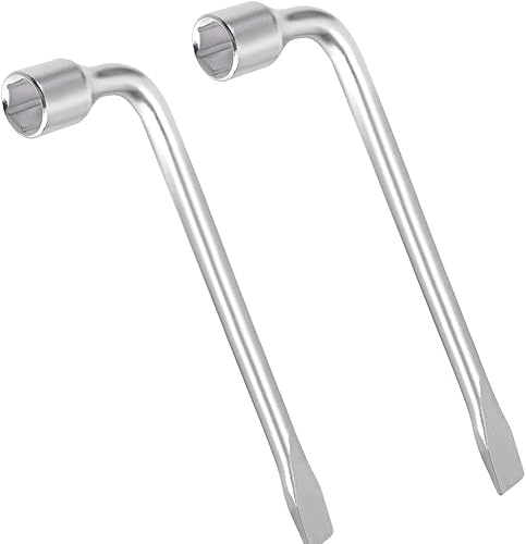 Miniatura 10 de Utoolmart Llave de llanta de repuesto de coche para Jack - L Tipo Hexágono 0.827 in Ranurado End Socket Herramienta de reparación 1 unids