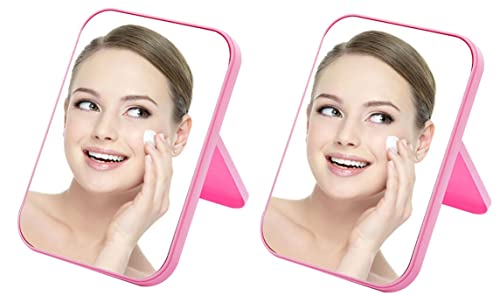 Image of Table Desk Vanity Makeup Mirror,8-Inch Portable Folding Mirror for Women(Pink,Pack of 2)