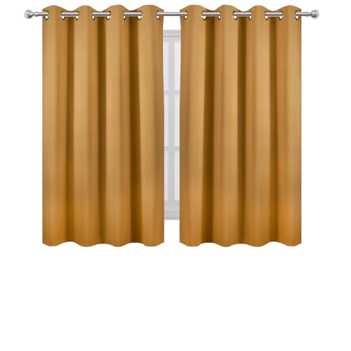 Image of LEMOMO Blackout Curtains 66 x 54 Inch Long Mustard Yellow Curtains Set of 2 Panels Room Darkening Curtains for Bedroom and Living Room