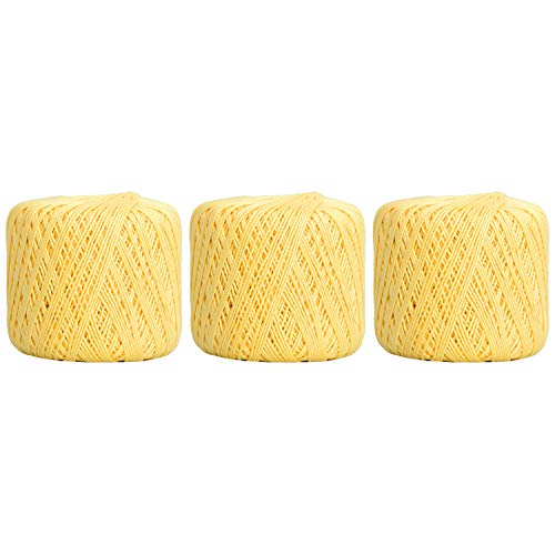 Image of ThreadArt 100% Cotton Crochet Thread Size 3, 3 Ball Pack, Lemonade 6 | Soft pure cotton crochet thread for lace, doilies, amigurumi and crafts. Smooth finish with crisp stitch definition.