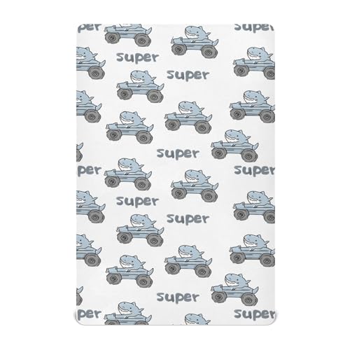 Image of Fish and Fish Small Car Crib Sheets Stretchy Portable Sheets for Baby Toddler Breathable Soft Crib Mattress Sheet for Girls Boys